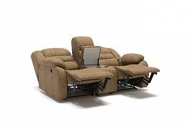 Ridberg диван 2 реклайнера и бар замша бежевый - Фото предпросмотра