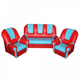 Комплект мягкой игровой мебели на хромированных ножках «Добрый Гном» красно-голубой - Фото предпросмотра