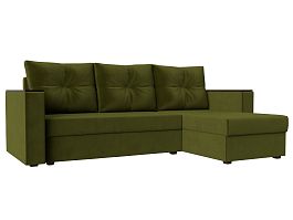 Угловой диван Атланта Лайт Б/С правый (полностью микровельвет зеленый) - Фото предпросмотра