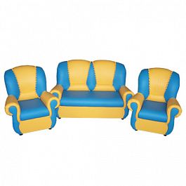 Комплект игровой мебели «Бусинка с рюшами» Голубо-желтый - Фото предпросмотра