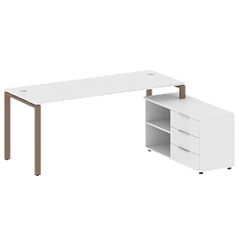 Metal System Р. ст. с тумбой на П-образном м/к БП.РС-СТС-2.5 (R) Белый/Мокко металл 1900*1520*750 - Фото предпросмотра