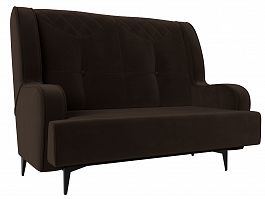Прямой диван Неаполь 2-х местный (полностью микровельвет коричневый) - Фото предпросмотра