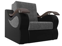 Кресло-кровать Меркурий 80 (основа рогожка серая, компаньон экокожа черная) - Фото предпросмотра