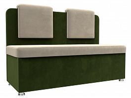Кухонный прямой диван Маккон 2-х местный (основа микровельвет бежевый, компаньон микровельвет зеленый) - Фото предпросмотра