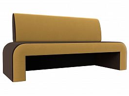 Кухонный прямой диван Кармен (основа микровельвет коричневый, компаньон микровельвет желтый) - Фото предпросмотра