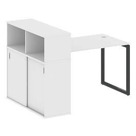 Metal System Quattro Стол письменный с шкафом-купе на О-образном м/к 40БО.РС-СШК-3.2 Т Белый/Антрацит металл 1610*1120*1098 - Фото предпросмотра