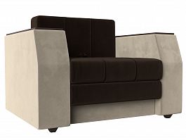 Кресло-кровать Атлантида (основа микровельвет коричневый, компаньон микровельвет бежевый) - Фото предпросмотра