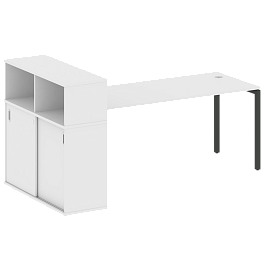 Metal System Quattro Стол письменный с шкафом-купе на П-образном м/к 40БП.РС-СШК-3.5 Т Белый/Антрацит металл 2210*1120*1098 - Фото предпросмотра
