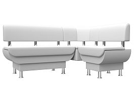 Кухонный угловой диван Альфа правый (полностью экокожа белая) - Фото предпросмотра