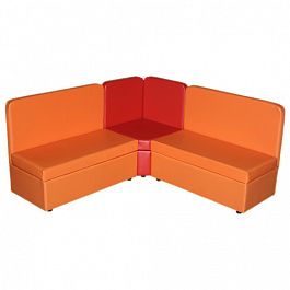 Комплект мягкой угловой мебели  (3+1+3) «Теремок» оранжево-красный - Фото предпросмотра