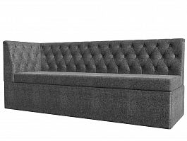 Кухонный диван Маркиз с левым углом (полностью рогожка серая) - Фото предпросмотра