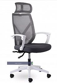 Кресло Астон М-711 крестовина WHITE PL, обивка сетка/ткань  темно-серый "Кресла для руководителей"  ТК-002587001385 темно-серый - Фото предпросмотра