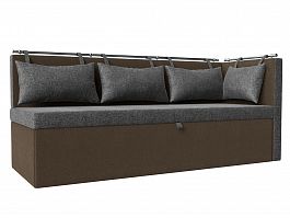 Кухонный диван Метро с углом правый (основа рогожка серая, компаньон рогожка коричневая) - Фото предпросмотра