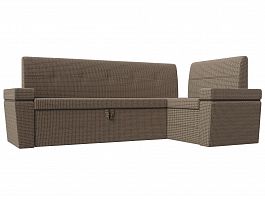 Кухонный угловой диван Деметра правый (полностью корфу 03 коричневая) - Фото предпросмотра