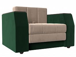 Кресло-кровать Атлантида (основа велюр бежевый, компаньон велюр зеленый) - Фото предпросмотра