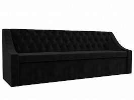 Кухонный прямой диван Мерлин (полностью велюр черный) - Фото предпросмотра