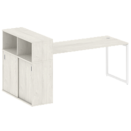 Metal System Quattro Стол письменный с шкафом-купе на О-образном м/к 40БО.РС-СШК-3.5 Т Дуб наварра/Белый металл 2210*1120*1098 - Фото предпросмотра