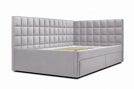 Кровать «Юник» с ящиками 1200, серая - Фото предпросмотра