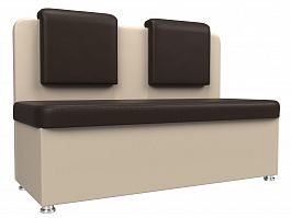 Кухонный прямой диван Маккон 2-х местный (основа экокожа коричневая, компаньон экокожа бежевая) - Фото предпросмотра