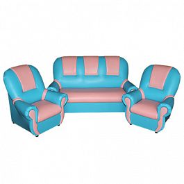 Комплект мягкой игровой мебели «Добрый Гном «ЛЮКС» голубо-розовый - Фото предпросмотра