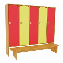 Шкафчик для одежды 5-секционный малый (цветной фасад) с нишей - Фото предпросмотра