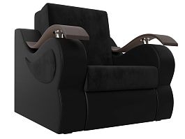 Кресло-кровать Меркурий 60 (основа велюр черный, компаньон экокожа черная) - Фото предпросмотра