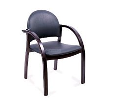 Кресло для посетителей Джуно экокожа  черная,  дерево темный орех "Кресла для посетителей"  ТК-002985000308 черный;без цвета - Фото предпросмотра