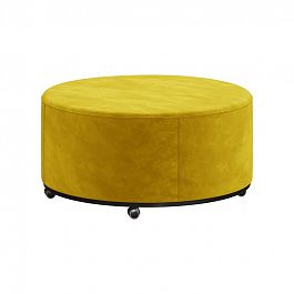 Пуф БОНО на колесной опоре БН-8035-К 800*800*385  велюр цвет желтый кат.3 "Мягкая мебель для кабинета" ТК-002920003278 желтый - Фото предпросмотра