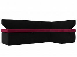 Кухонный угловой диван Омура правый (основа микровельвет бордовый, компаньон микровельвет черный) - Фото предпросмотра