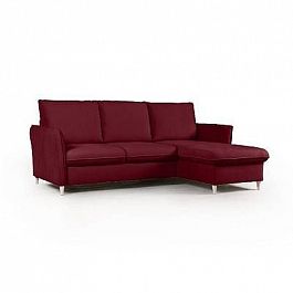 Hans диван-кровать с шезлонгом велюр красный - Фото предпросмотра
