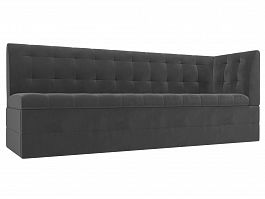 Кухонный диван Бриз с углом (полностью велюр серый) - Фото предпросмотра