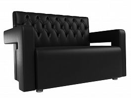 Прямой диван Рамос Люкс 2-х местный (полностью экокожа черная) - Фото предпросмотра