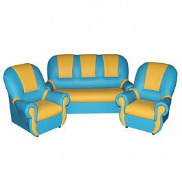 Комплект мягкой игровой мебели «Добрый Гном «ЛЮКС» голубо-желтый - Фото предпросмотра