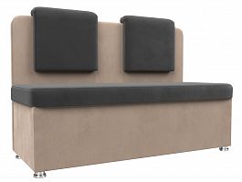 Кухонный прямой диван Маккон 2-х местный (основа велюр серый, компаньон велюр бежевый) - Фото предпросмотра