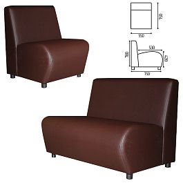 Кресло мягкое "Клауд", "V-600", 550х750х780 мм, без подлокотников, экокожа, коричневое - Фото предпросмотра