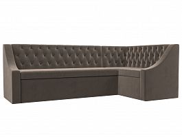 Кухонный угловой диван Мерлин правый (полностью велюр коричневый) - Фото предпросмотра