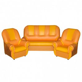 Комплект мягкой игровой мебели на хромированных ножках «Добрый Гном» оранжево-желтый - Фото предпросмотра