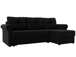 Угловой диван Леон правый (полностью микровельвет черный) - Фото предпросмотра