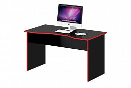 Стол для геймера "Геймерские столы" ПК-ПРА-СТГ135Х70-В1-1109 черный шагрень+красная кромка - Фото предпросмотра