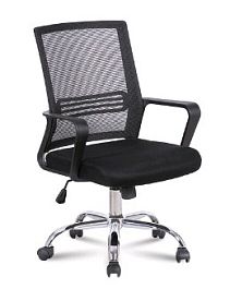 Кресло BRABIX Daily MG-317, с подлокотниками, хром, черное,Тип механизма: "топ-ган" качание с регули "Кресла для персонала"  ТК-001857000007 черный - Фото предпросмотра