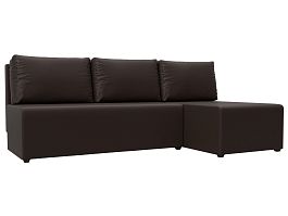Угловой диван Поло правый (полностью экокожа коричневая) - Фото предпросмотра