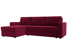 Угловой диван Траумберг Лайт левый (полностью микровельвет бордовый) - Фото предпросмотра