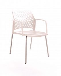 REWIND стул с закрытыми подлокотниками каркас серый/пластик белый "Кресла для посетителей"  ТК-001854000020 белый - Фото предпросмотра