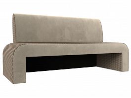 Кухонный прямой диван Кармен (основа корфу 03 коричневая, компаньон микровельвет бежевый) - Фото предпросмотра