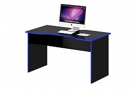 Стол для геймера "Геймерские столы" ПК-ПРА-СТГ135Х70-В1-1113 черный шагрень+синяя кромка - Фото предпросмотра