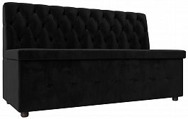 Кухонный прямой диван Вента (полностью велюр черный) - Фото предпросмотра