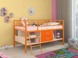 Кровать-чердак "Севилья мини-Я" оранжевый - Фото предпросмотра