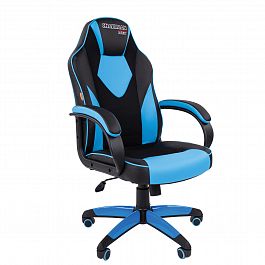Кресло компьютерное СН GAME 17, ткань TW/экокожа, черное/голубое, 7024559 - Фото предпросмотра