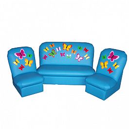 Комплект мягкой игровой мебели «Сказка» "Бабочки"-голубой - Фото предпросмотра