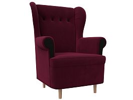 Кресло Торин (полностью микровельвет бордовый, вставки микровельвет черный) - Фото предпросмотра